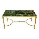 Table basse mid - century en marbre vert et laiton, 1960s