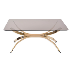 Table basse moderne du milieu du si�cle de couleur dor�e avec plateau en verre fum�