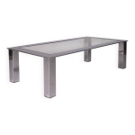 Table basse moderniste en acier chrom� et verre, france, belgique 1975