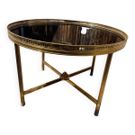 Table basse néoclassique opaline noire et bronze doré vers 1970 Table basse néoclassique opaline noire et bronze doré vers 1970