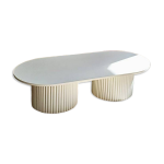 Table basse oblongue sur 2 bases cannelées beige clair Table basse oblongue sur 2 bases cannelées beige clair