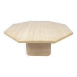 Table basse octogonale italienne en travertin, 1980s Table basse octogonale italienne en travertin, 1980s