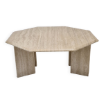 Table basse octogonale italienne en travertin, années 1980 Table basse octogonale italienne en travertin, années 1980