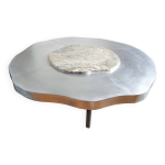Table basse en onyx et aluminium