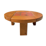 Table basse en orme et carreaux années 70 Table basse en orme et carreaux années 70