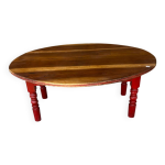 Table basse ovale bois et rouge
