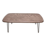 Table basse ovale chêne massif pieds épingles acier Table basse ovale chêne massif pieds épingles acier