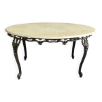 Table basse ovale néoclassique marbre et bronze Table basse ovale néoclassique marbre et bronze