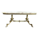 Table basse ovale en onyx et laiton dor style louis xvi