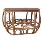 Table basse ovale en osier rotin vintage Table basse ovale en osier rotin vintage