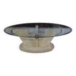 Table basse ovale en rsine imitant le travertin, 1970