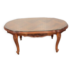 Table basse ovale style louis xv avec plateau en verre Table basse ovale style louis xv avec plateau en verre