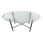 Table basse ovale verre et laiton 1950 Table basse ovale verre et laiton 1950
