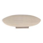 Table basse ovale vintage en travertin, ann�es 1970