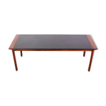Table basse en palissandre avec plateau en cuir danemark