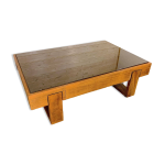 Table basse en palissandre, avec plateau en verre noir, brésil 1970 Table basse en palissandre, avec plateau en verre noir, brésil 1970