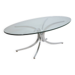 Table basse pieds araigne chroms et verre annes 1970 italie