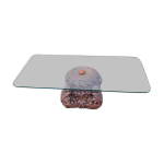 Table basse pied bois sculpt� inde, plateau en verre