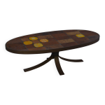 Table basse en pierre de lave et c�ramique par jean jaffeux 1960 - 1970