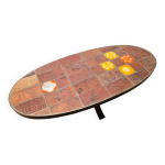 Table basse en pierre de lave et c�ramique de jean jaffeux