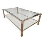 Table basse pierre vandel - laiton et verre