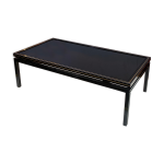 Table basse pierre vandel verre et aluminium noir circa 1970