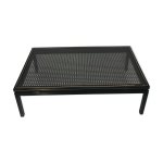 Table basse pierre vandel verre motif cannage noir
