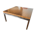 Table basse piétement chromé et plateau en teck des années 70 Table basse piétement chromé et plateau en teck des années 70