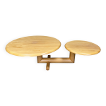 Table basse pivotante à deux niveaux en bois par roche bobois, années 1980 Table basse pivotante à deux niveaux en bois par roche bobois, années 1980