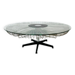 Table basse pivotante italienne en verre et m�tal, con�ue pour prada, ann�es 1990.