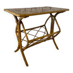Table basse avec portes revues en rotin vintage