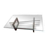 Table basse pythagore en verre tremp et bois massif