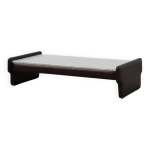 Table basse rectangulaire en cuir marron et marbre de carrare, vers 1960 Table basse rectangulaire en cuir marron et marbre de carrare, vers 1960