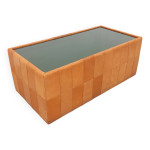 Table basse rectangulaire vintage de sede en verre fum� et cuir, suisse