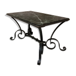 Table basse de robert merceris en fer forg et marbre annes 1940