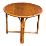 Table basse ronde en bambou avec rotin et osier