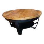 Table basse ronde en bois et fer forgé Table basse ronde en bois et fer forgé