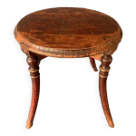 Table basse ronde en bois gravé, tourné, fin xixème Table basse ronde en bois gravé, tourné, fin xixème