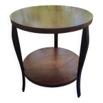 Table basse ronde en bois massif 1970 à double plateau Table basse ronde en bois massif 1970 à double plateau