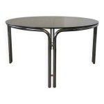 Table basse ronde chrome et verre fumé Table basse ronde chrome et verre fumé