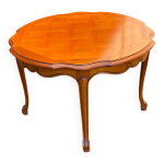 Table basse ronde impriale louis vx en bois massif canne et marqueterie