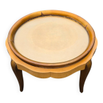 Table basse ronde louis xv plateau verre amovible