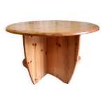 Table basse ronde en pin massif - ann�es 70 / 80