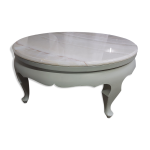 Table basse ronde avec plateau en marbre