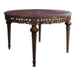 Table basse ronde style louis xvi en marbre et laiton Table basse ronde style louis xvi en marbre et laiton