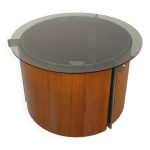 Table basse ronde teck italienne bar pivotant de eugenio gerli pour tecno Table basse ronde teck italienne bar pivotant de eugenio gerli pour tecno