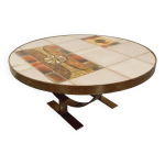 Table basse ronde vintage de jean gregorieff pour roche bobois des ann�es 60 70 en c�ramique acier