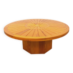 Table basse ronde vintage en pin des années 70 Table basse ronde vintage en pin des années 70