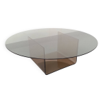 Table basse ronde vintage en verre et plexiglas style space age annes 70