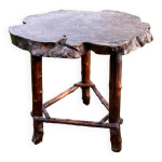Table basse rondin loupe d'orme? travail brutaliste années 60 70 Table basse rondin loupe d'orme? travail brutaliste années 60 70
